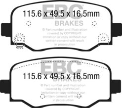EBC Ultimax OEM Replacement Brake Pad Set DPX2237 [Rear] - Image 2