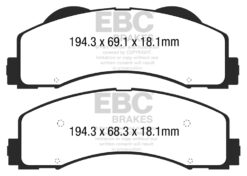 Alternative view of DP43034R EBC Yellowstuff Street and Track Brake Pad Set [Front]